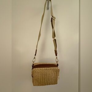WHISTLES Beige Woven Crossbody Bag